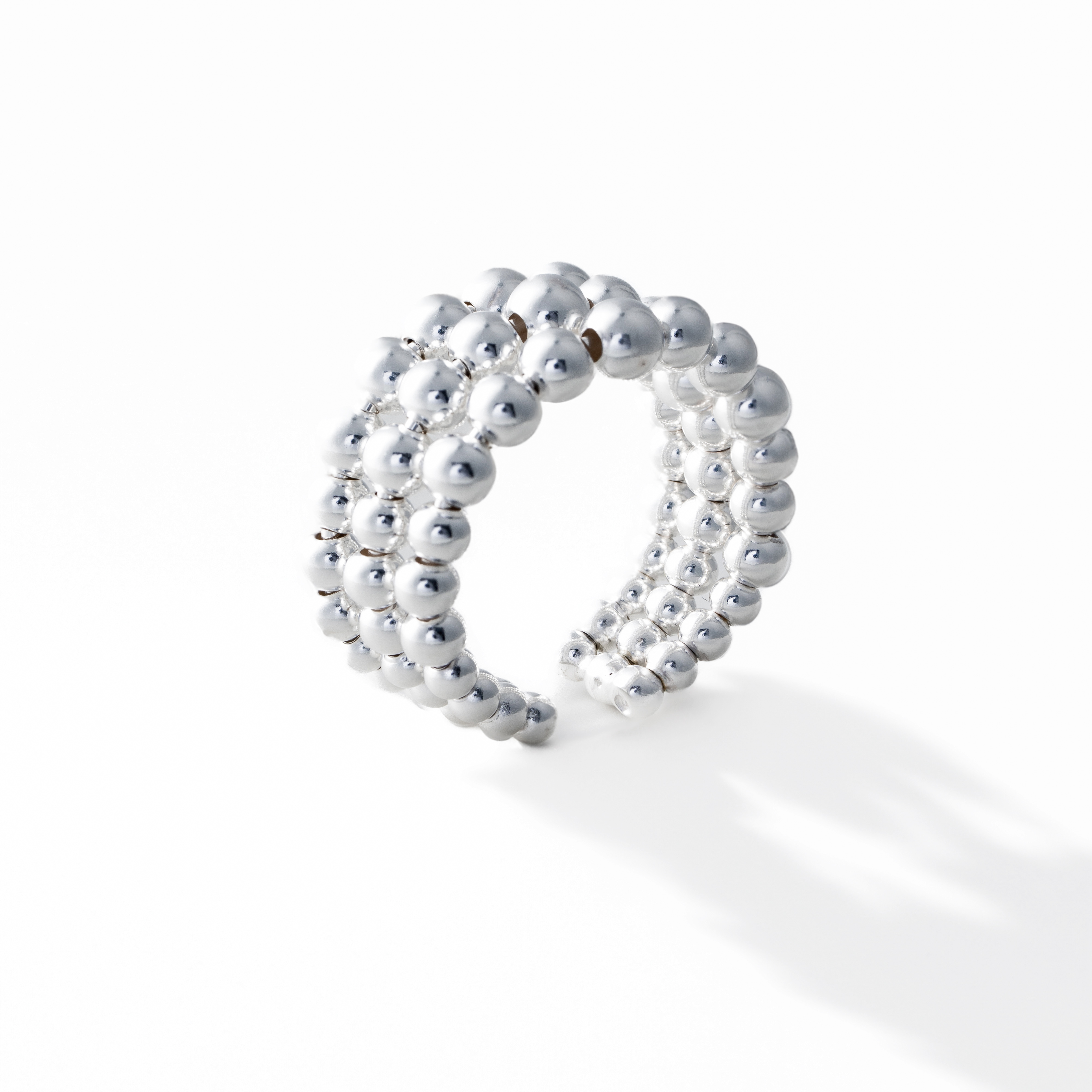 【BLUZ】純銀三層銀珠戒指