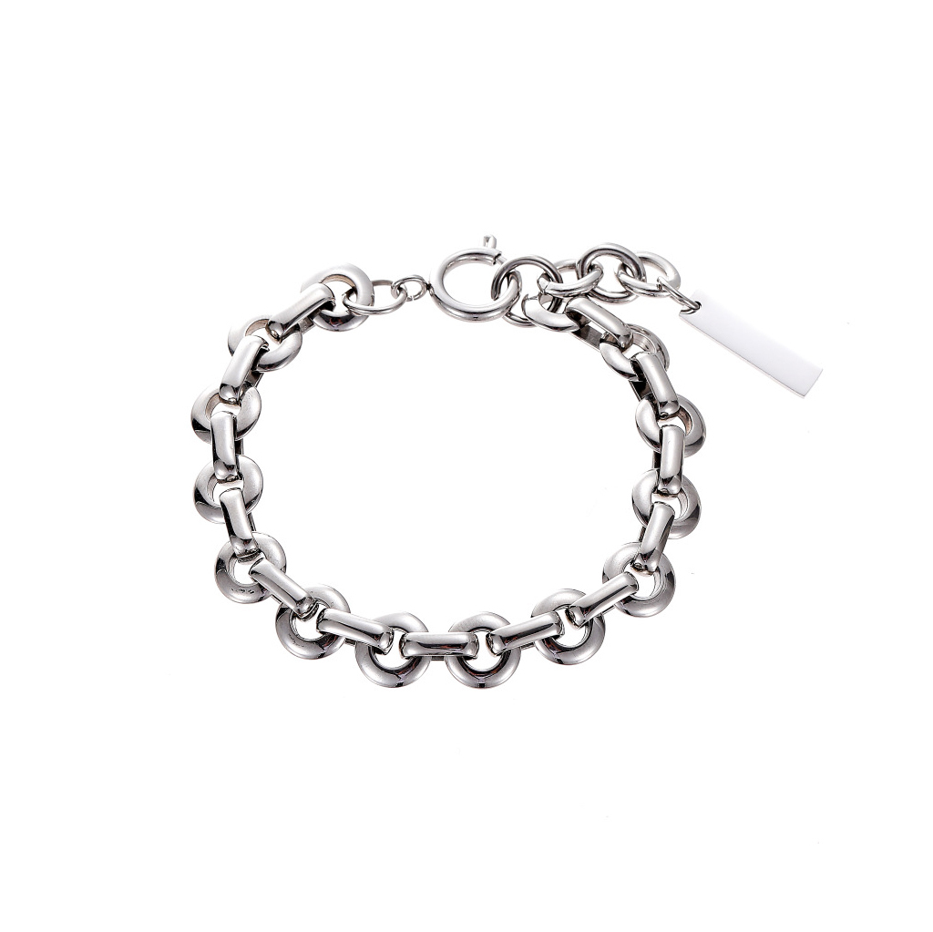 【BLUZ】鈦鋼圓環方牌手鏈