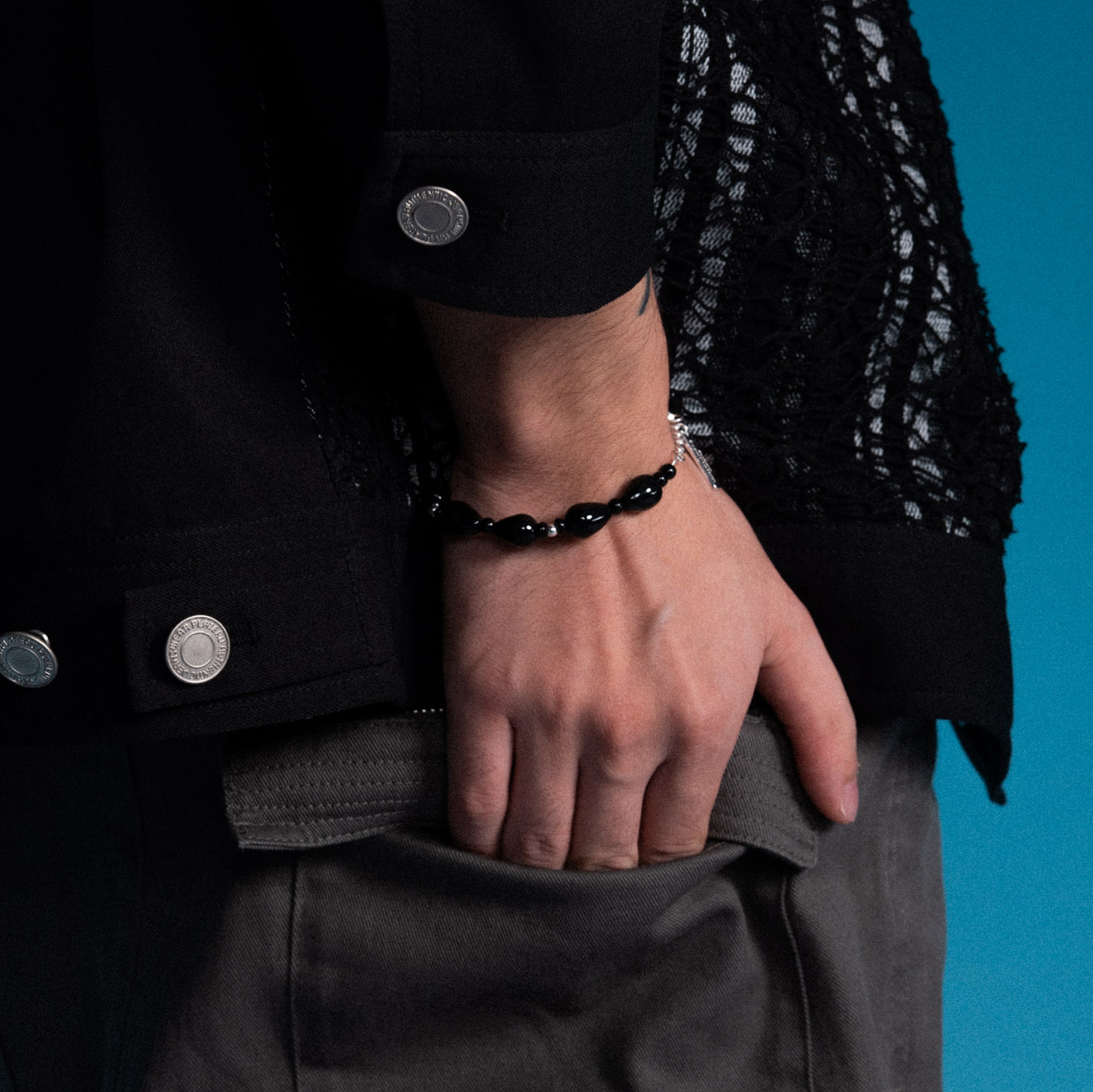 【BLUZ】黑曜瑪瑙純銀手鍊