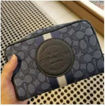 [S] COACH C9119 SIGNATURE LGCY DEMPSEY BOXY COSMETIC CASE,DENIM/MIDNIGHT NAVY MULTI, 195031867712 (SCO516)