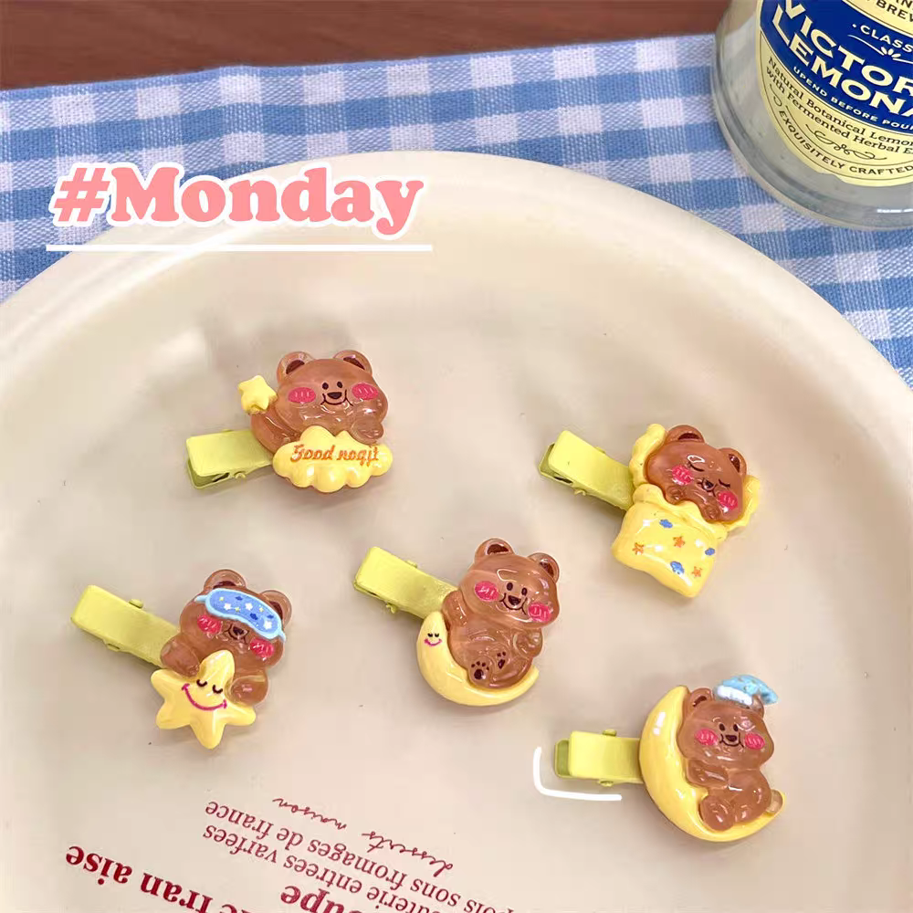 [5 for RM10] Cute Sweet Girls Heart Goodnight Bear Hair Clip