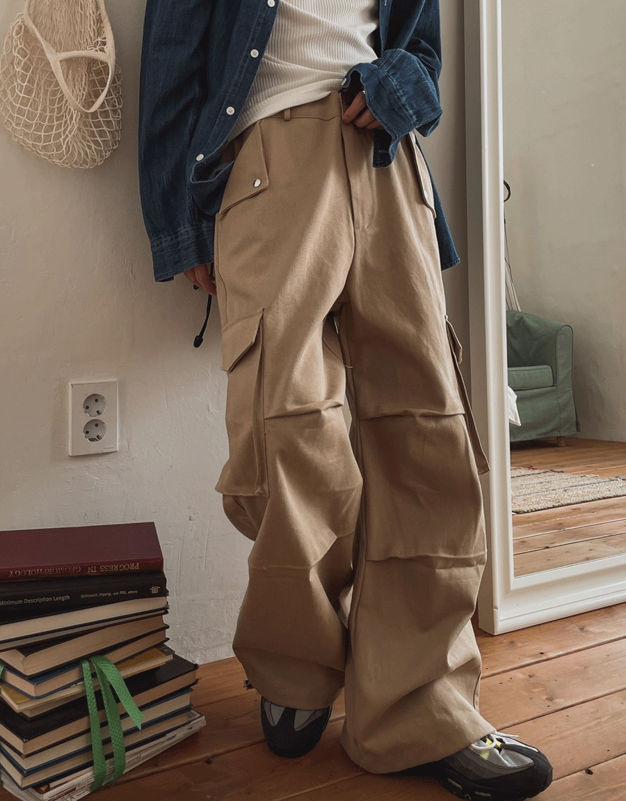 Trying斜線口袋工裝褲