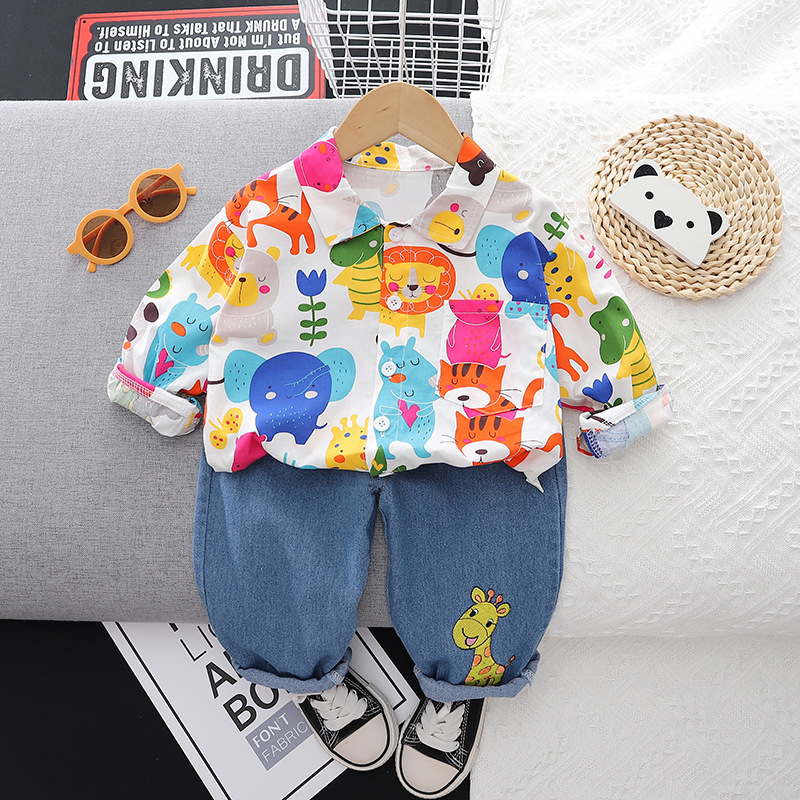 M82WE_A10_C: Colourful zoo 恤衫+牛仔褲套裝(pre-order)