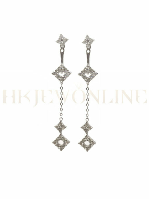 18K白金鑽石耳環 ( 四戴款 )