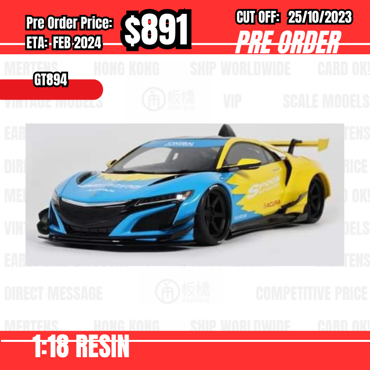 PO-$891 * GT Spirit * GT894 1:18 ACURA NSX SPOON BY JONSIBAL 2023  LIGHT BUE/YELLOW [OD06/10]