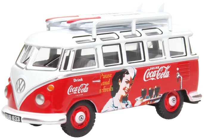 Oxford 76VWS008CC 1:76 VW T1 Bus and Surfboards Coca Cola 箱型車