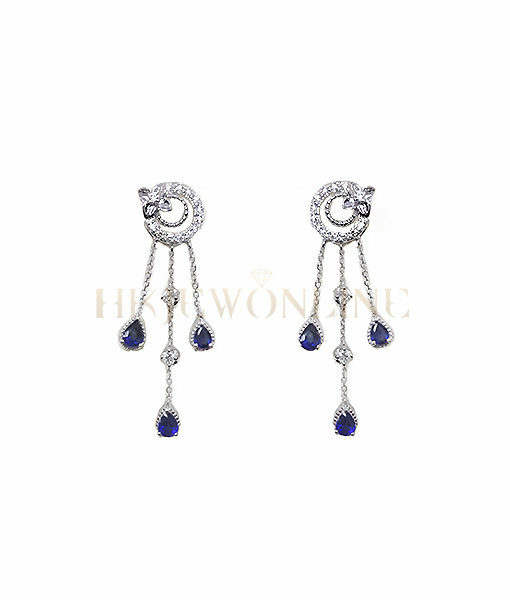 18K White Gold Sapphire / Ruby Diamond Earrings