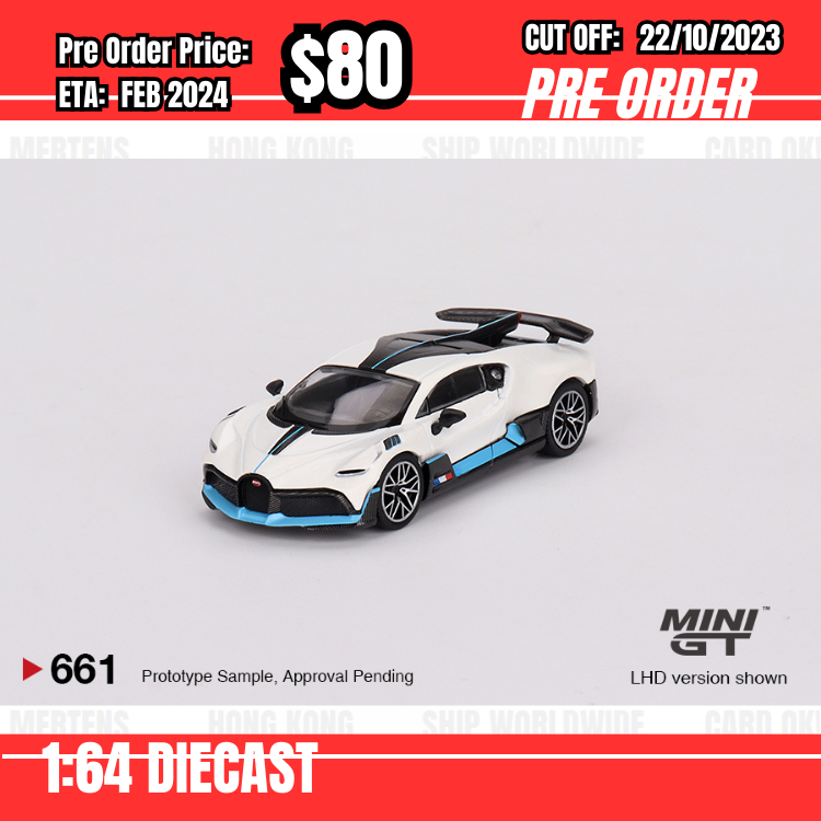 PO-$80 * Mini GT * 1:64 #661 Bugatti Divo  White LHD [OD09/10]