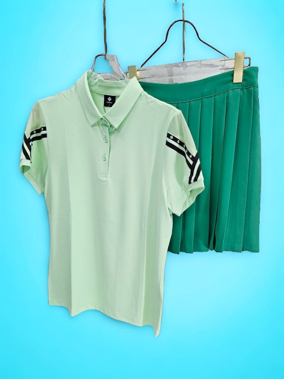 女款 【現貨】Renoma Golf 春夏秋季時尚印花線條網眼短袖T 恤/高爾夫球衣