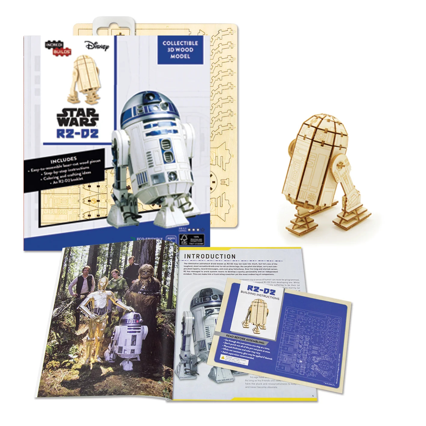 Incredibuilds KIT+ 3D Wooden Puzzle | Starwars: R2D2