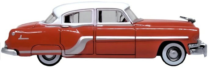 Oxford 87PC54004 HO規 Coral Red/Winter White Pontiac Chieftain 4 Door 1954