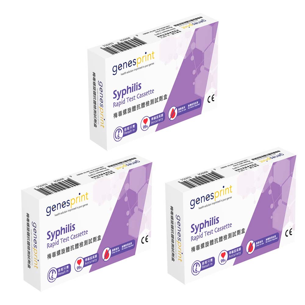 【3盒裝】GenesPrint 常見性病快測包 – 梅毒螺旋體 抗原檢測試劑盒 3盒