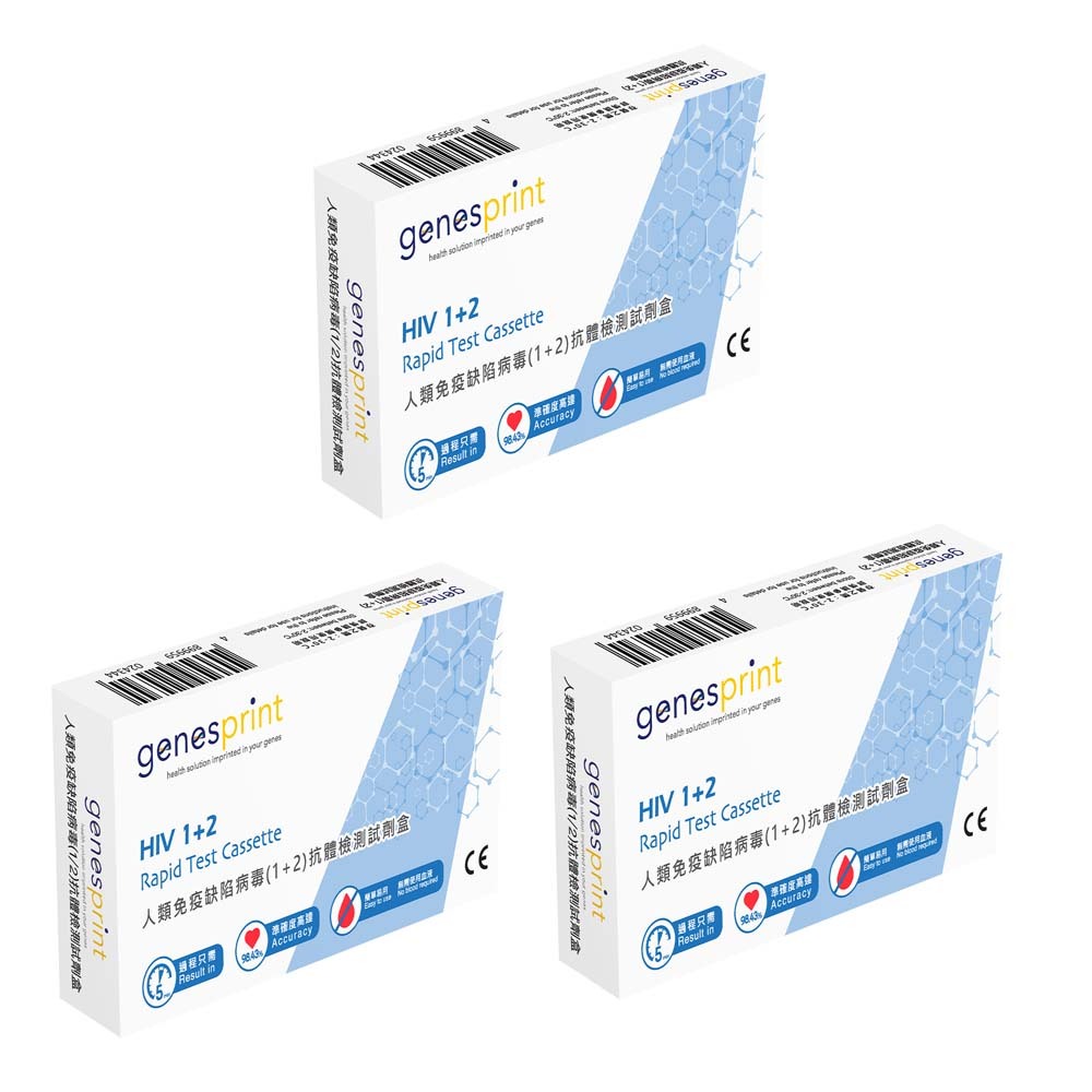 【3盒裝】GenesPrint 常見性病快測包 – 人類免疫缺陷病毒（HIV）I/II 型 抗原檢測試劑盒 3盒