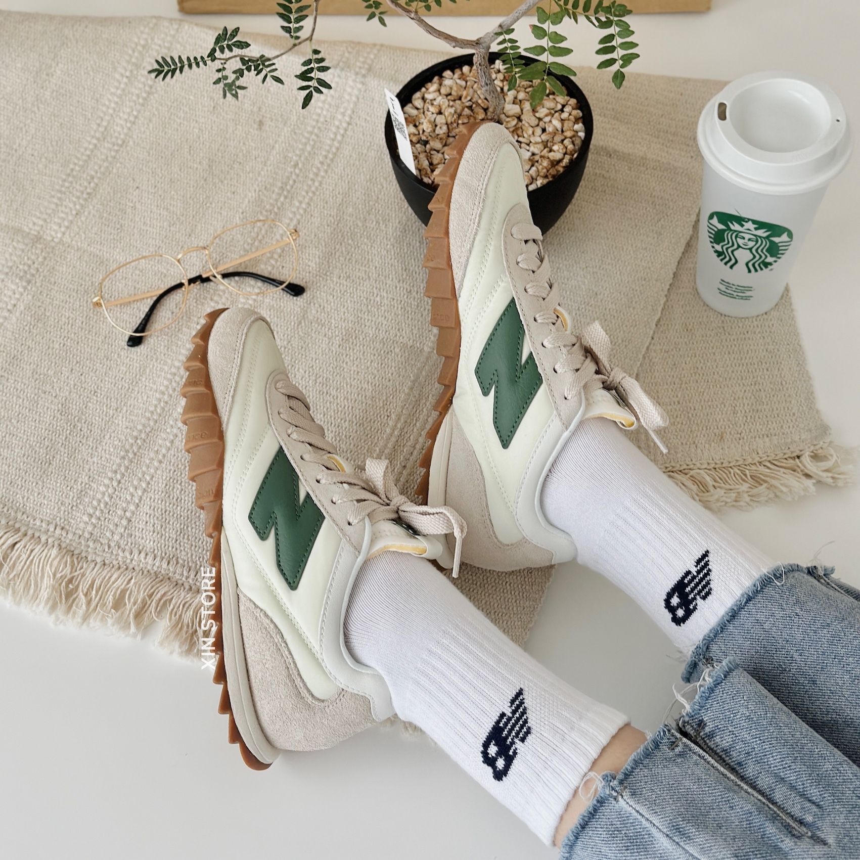 【現貨】New Balance RC30 情侶鞋 日系 復古 焦糖底 麂皮 白綠