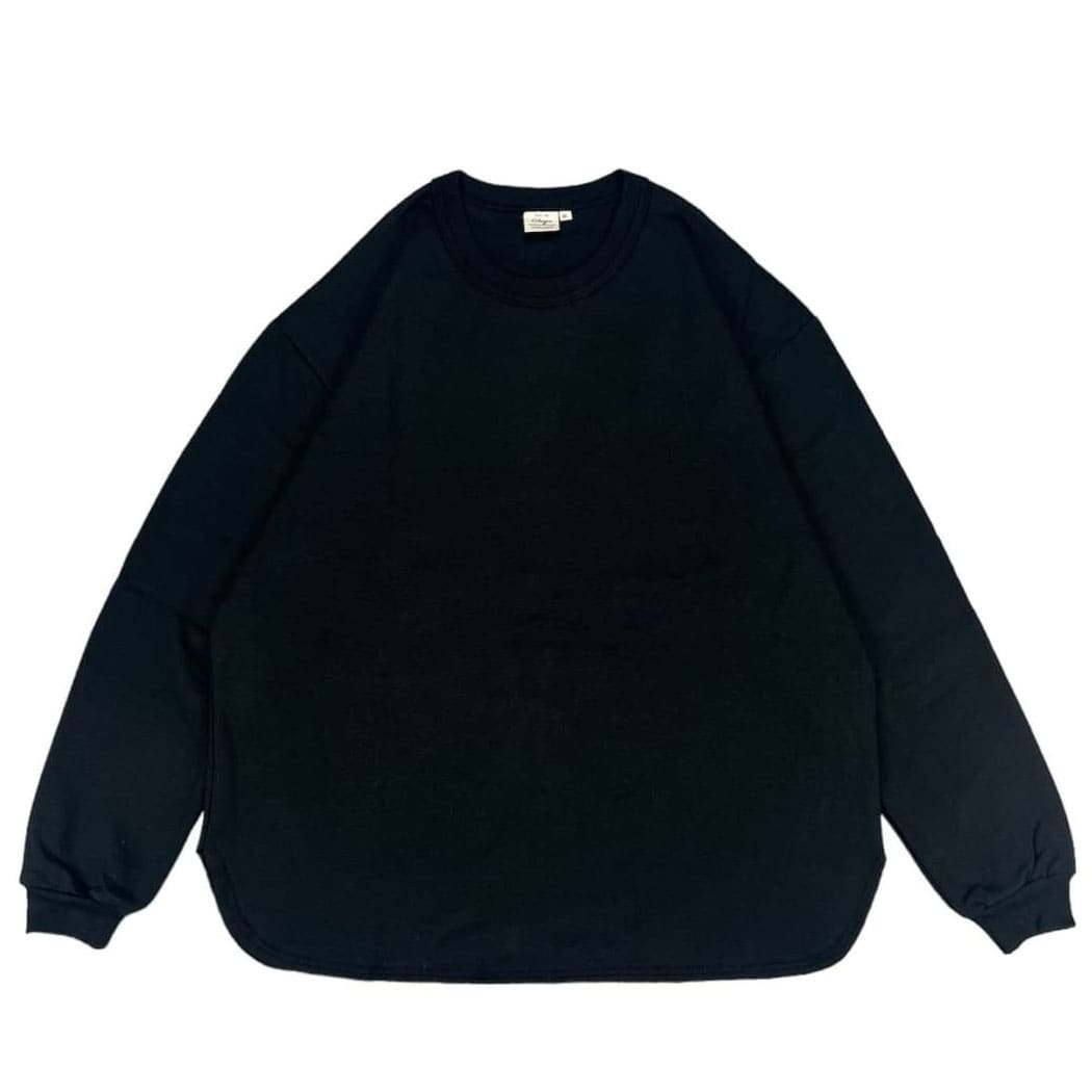 台灣製太空棉落肩圓弧下擺長T黑色細節照