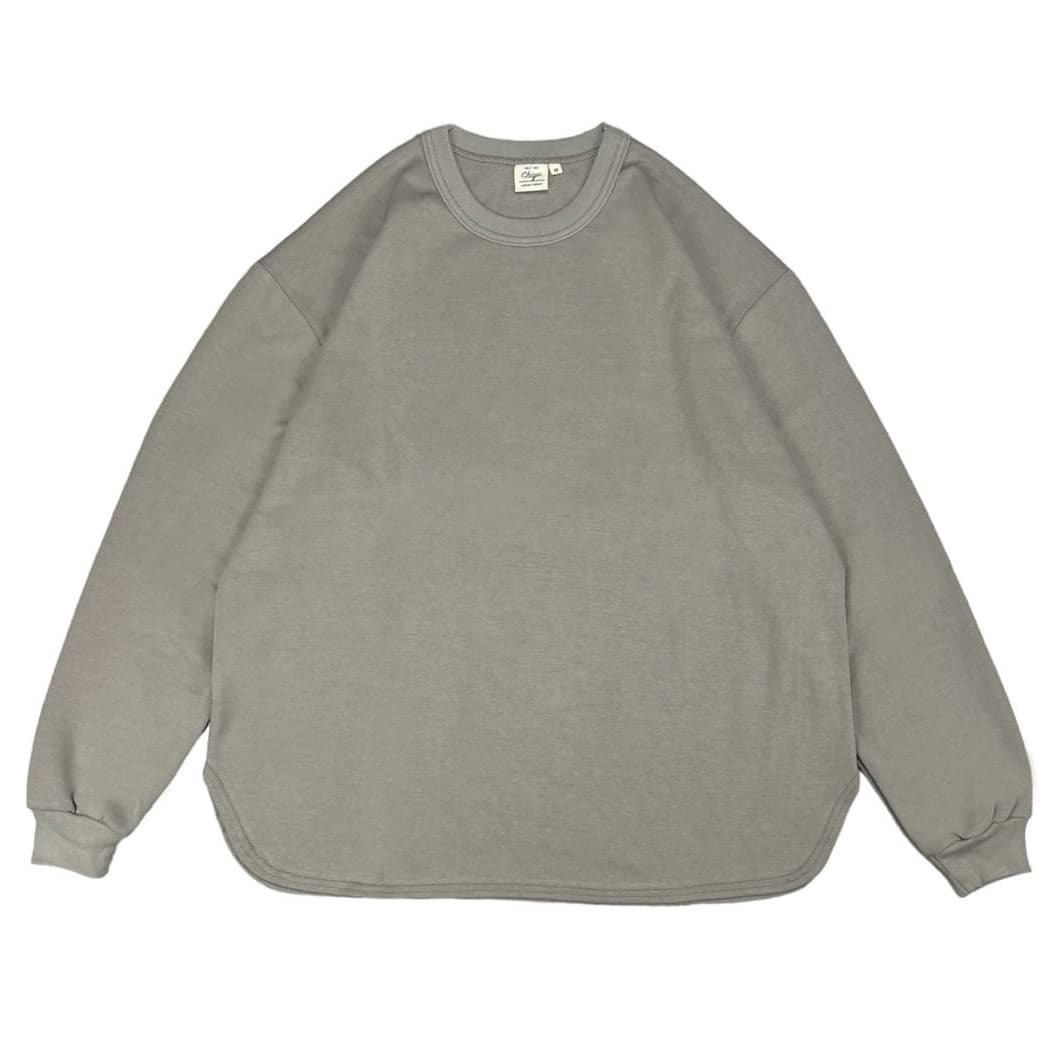 台灣製太空棉落肩圓弧下擺長T沙色細節照