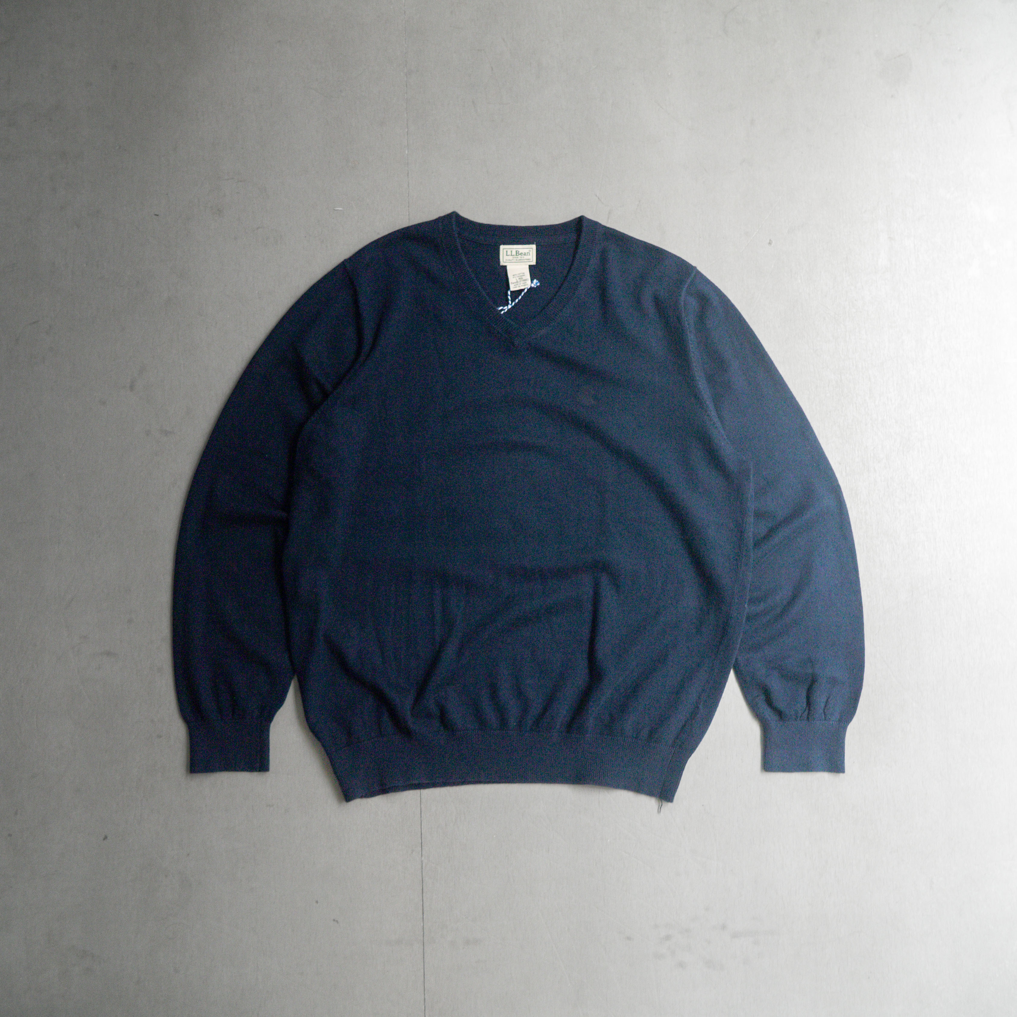 VINTAGE L.L.BEAN COTTON KNIT 深藍 V領 針織 長袖 毛衣