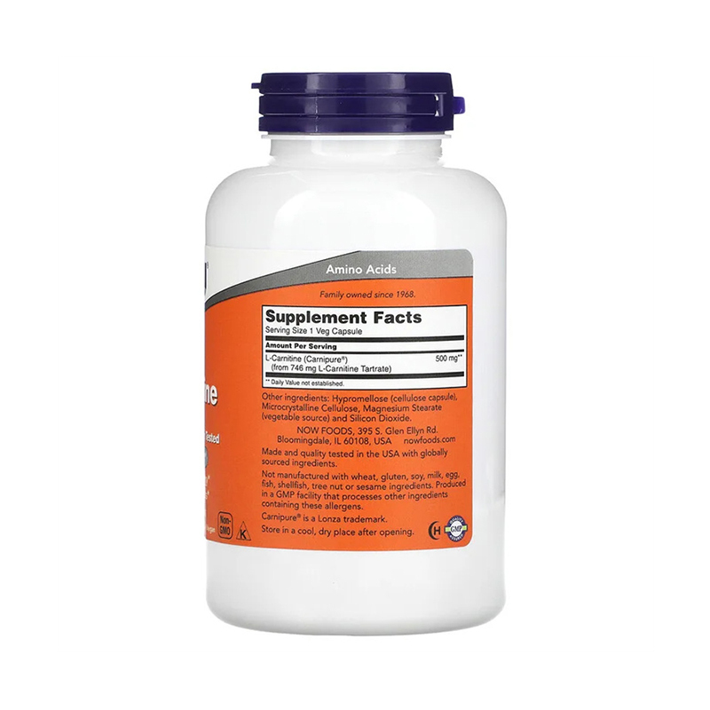 Now Foods L-Carnitine 500 mg , 180 Veg Capsules