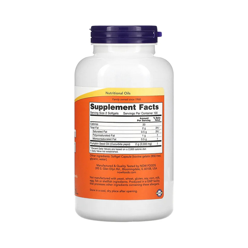Now Foods, Pumpkin Seed Oil, 1,000 mg, 200 Softgels