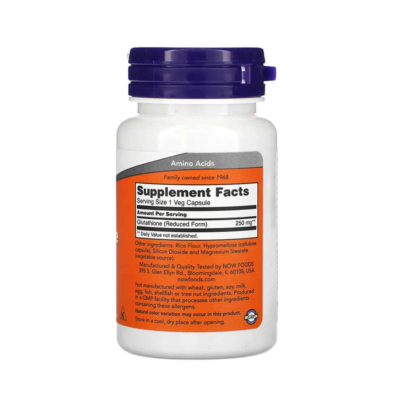 Now Foods, Glutathione, 250 mg, 60 Veg Capsules