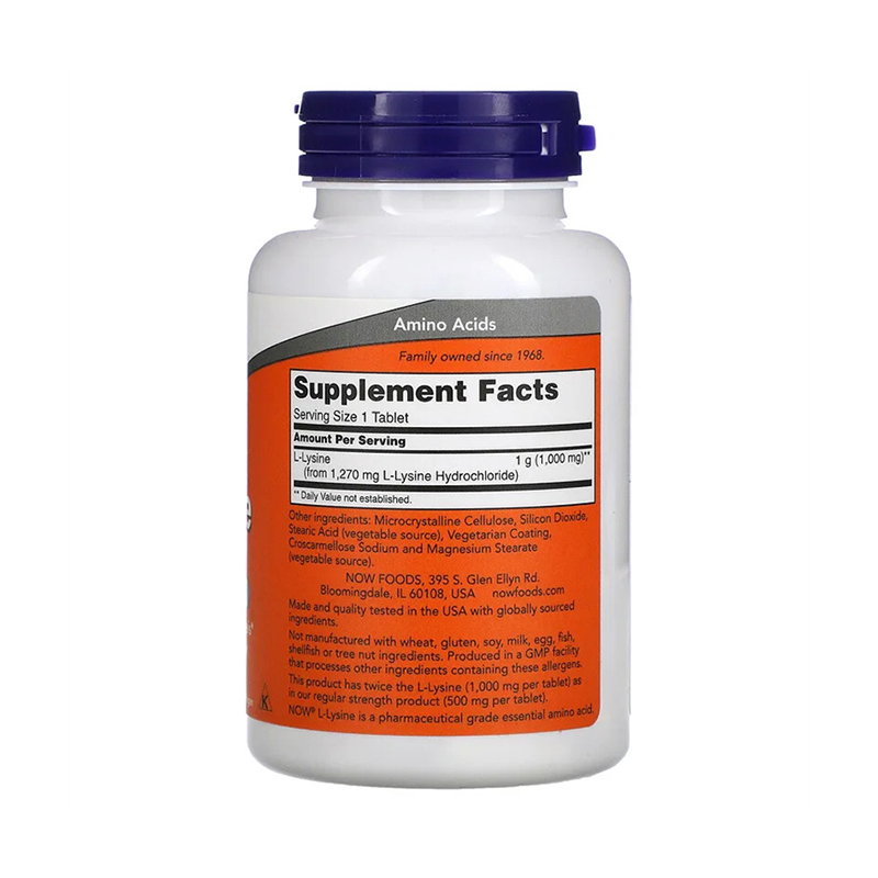 Now Foods, L-Lysine, 1,000 mg, 100 Tablets