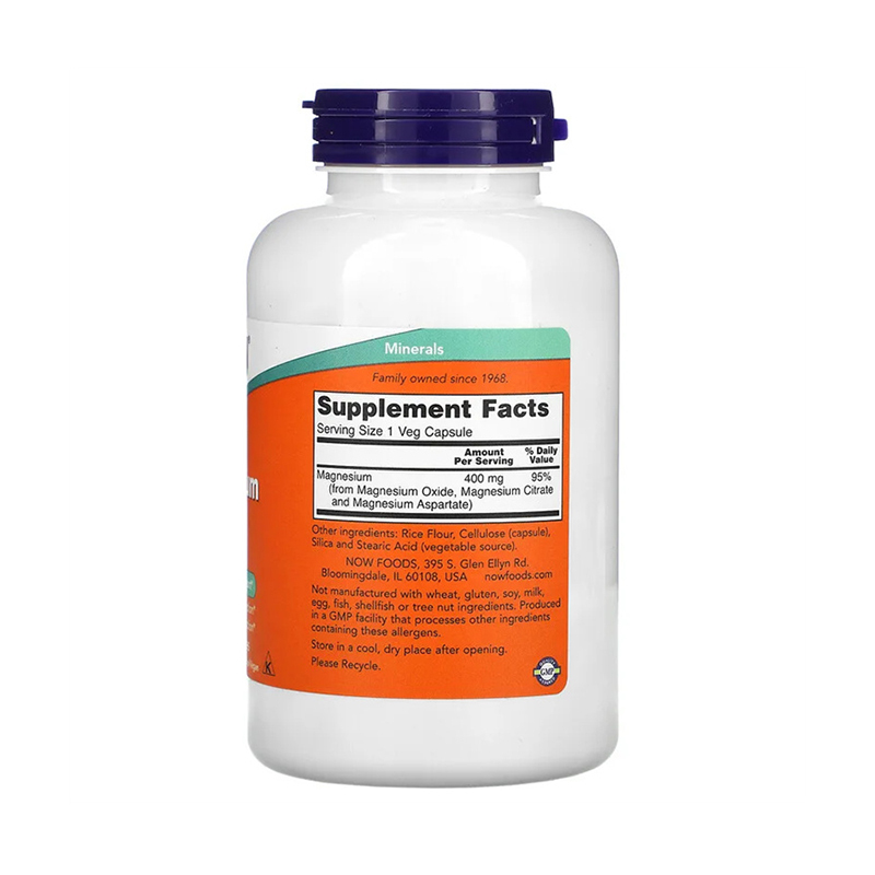 Now Foods, Magnesium Caps, 400 mg, 180 Veggie Caps