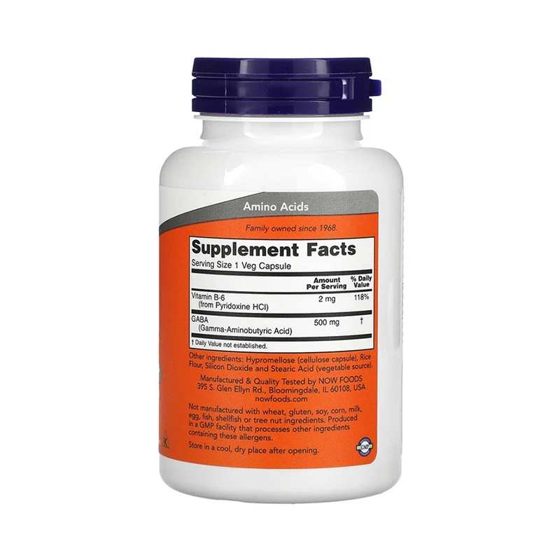 Now Foods, GABA, 500 mg, 100 Veg Capsules