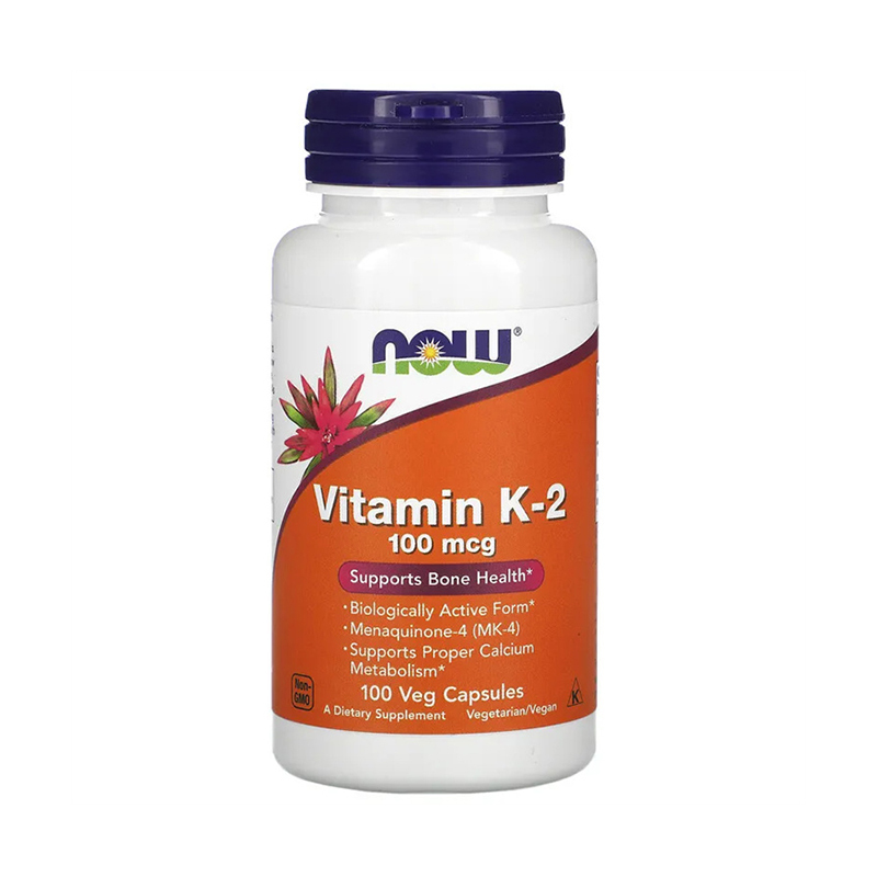 Now Foods, Vitamin K-2, 100 mcg, 100 Veg Capsules