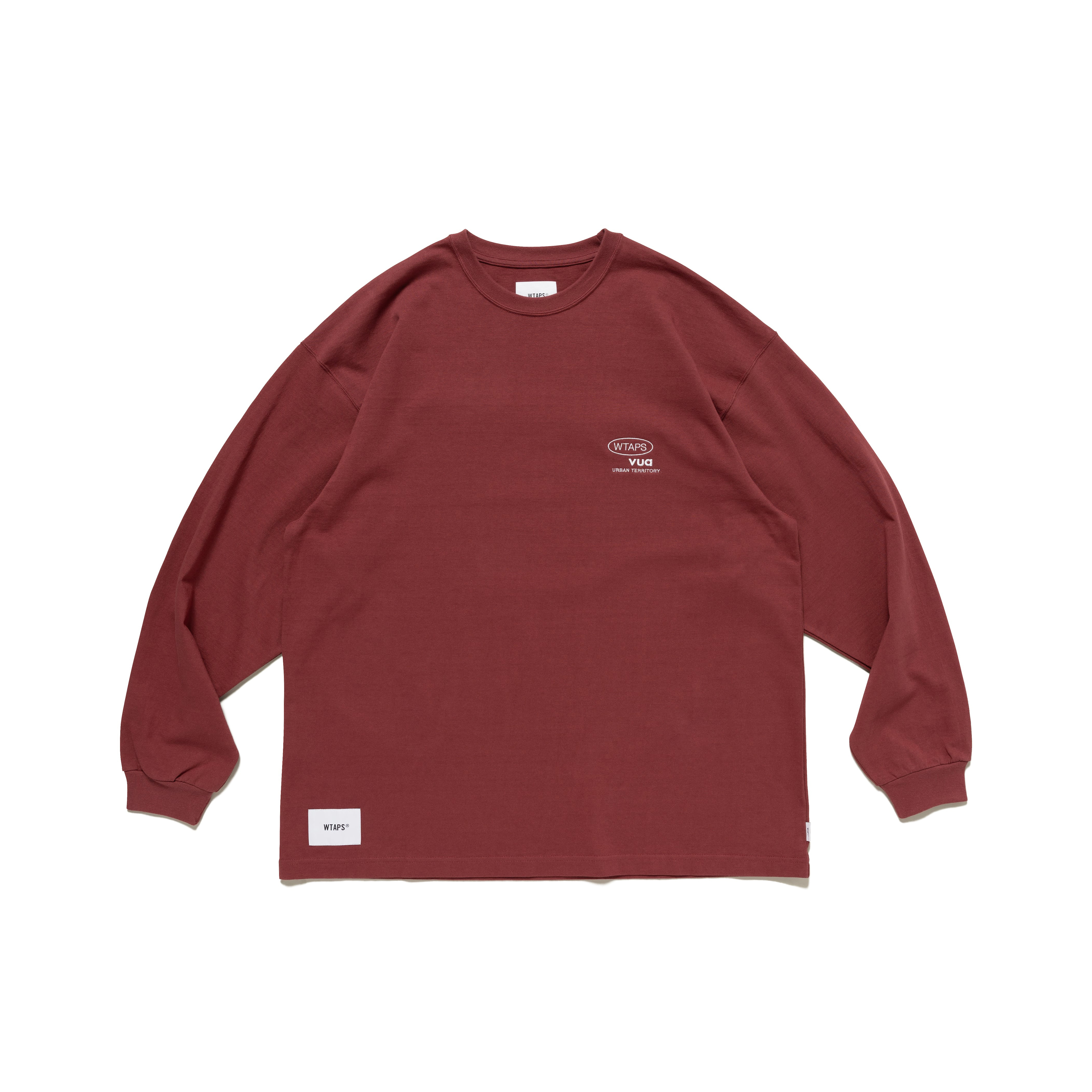WTAPS LS/ COTTON. PROTECT 純棉薄長T 酒紅/橄欖綠 - 232ATDT-CSM06