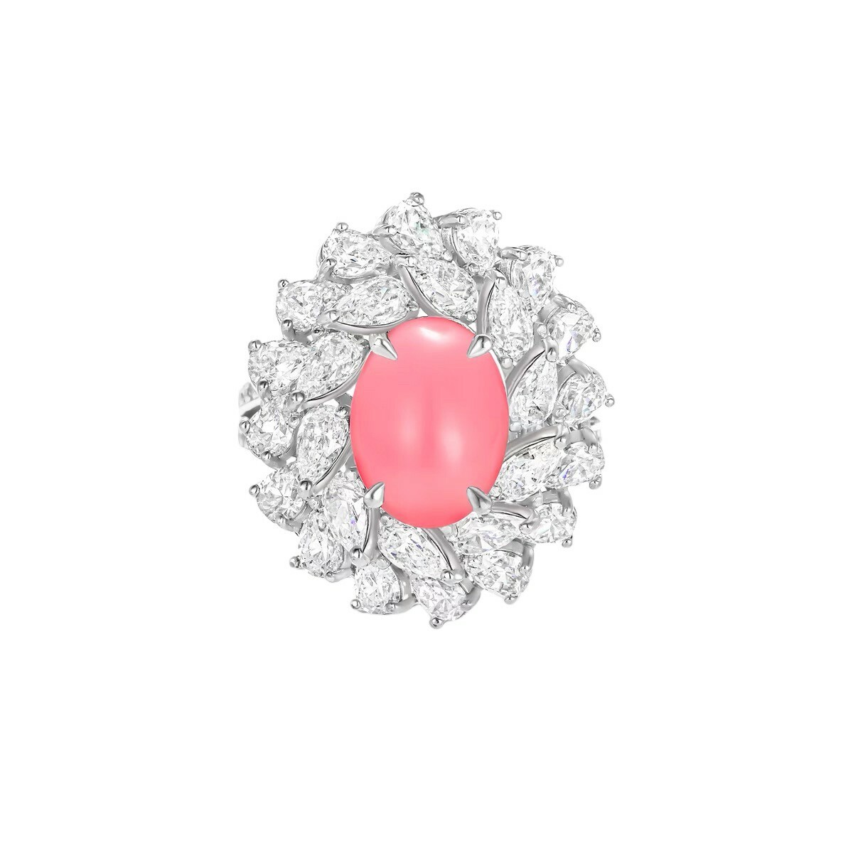 簡約粉珠戒指 925銀戒指