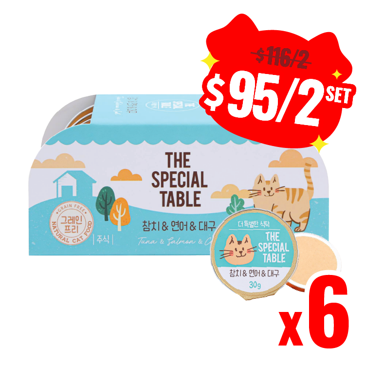 【組合優惠】韓國Cat Pure 貓咪迷你主食罐 吞拿魚 & 三文魚 & 鱈魚 30g×6 (CP-1284-2)