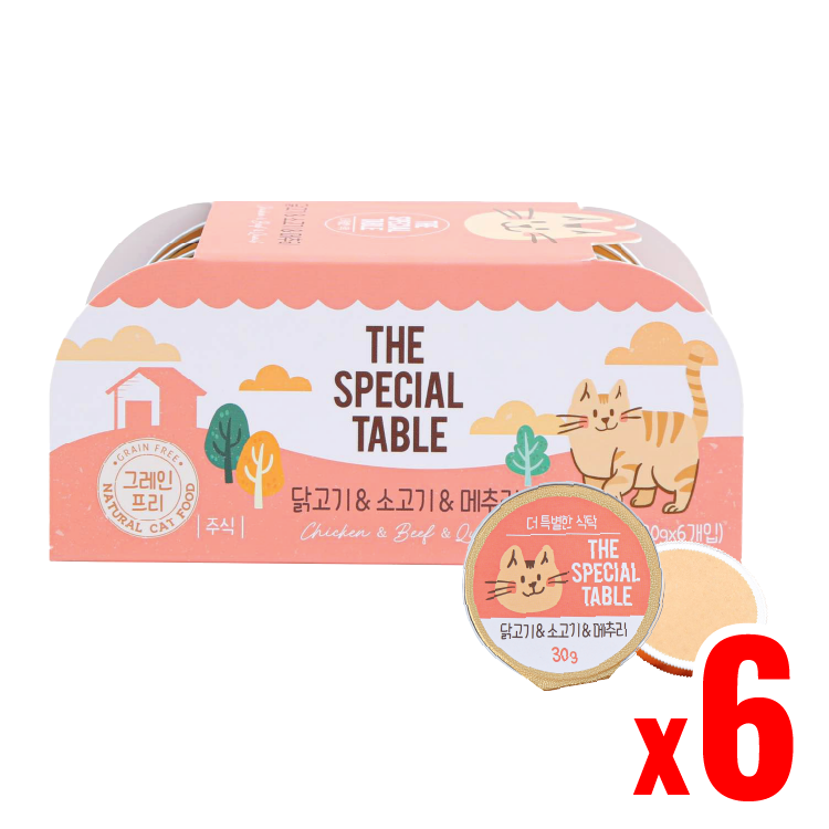 韓國Cat Pure 貓咪迷你主食罐 雞胸肉 & 鵪鶉 & 牛肉 30g×6 (CP-1314)