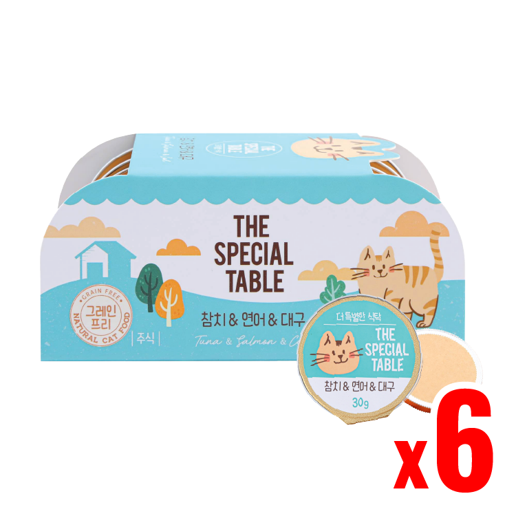 韓國Cat Pure 貓咪迷你主食罐 吞拿魚 & 鱈魚 30g×6 (CP-1284)