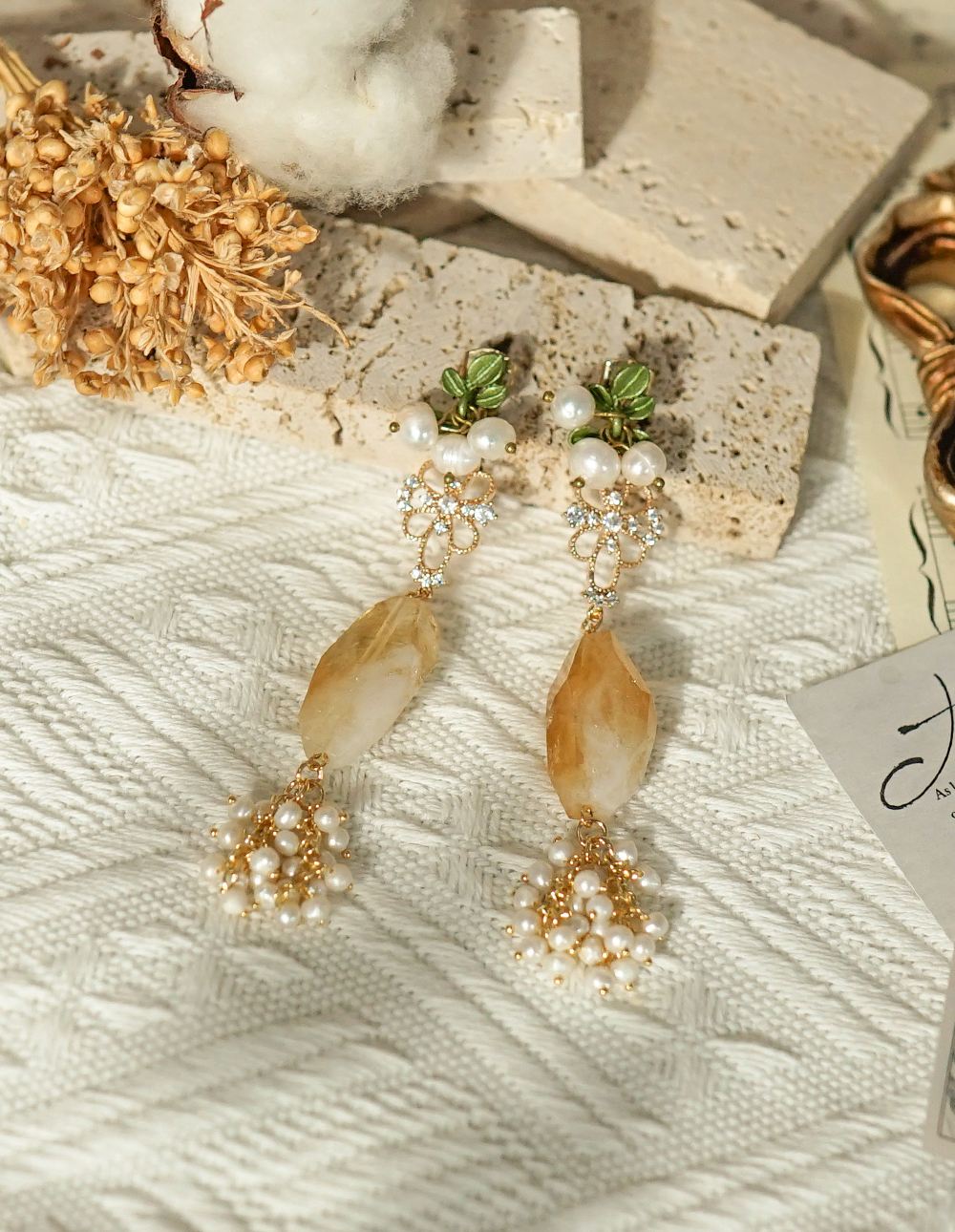 by mii✧黃水晶葡萄串耳飾