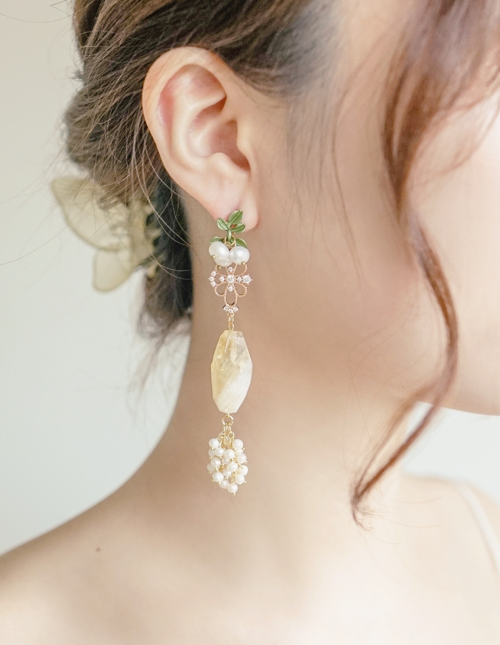 by mii✧黃水晶葡萄串耳飾