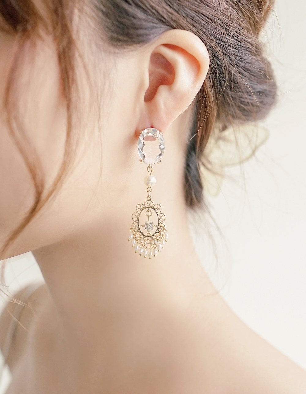 by mii✧魔鏡畫框垂簾淡水珍珠耳飾