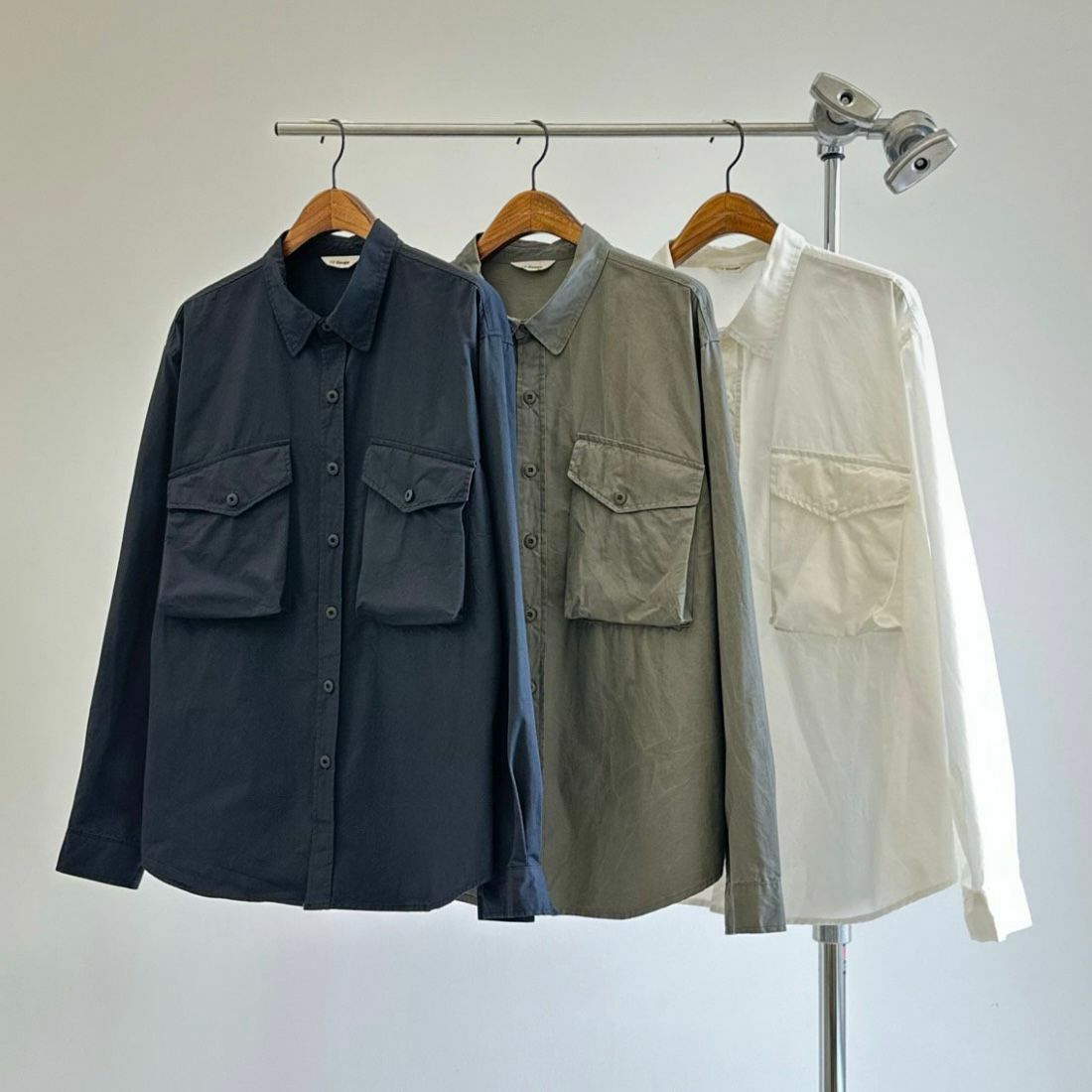 淨色雙袋口長袖恤衫 12GAUGE-008S