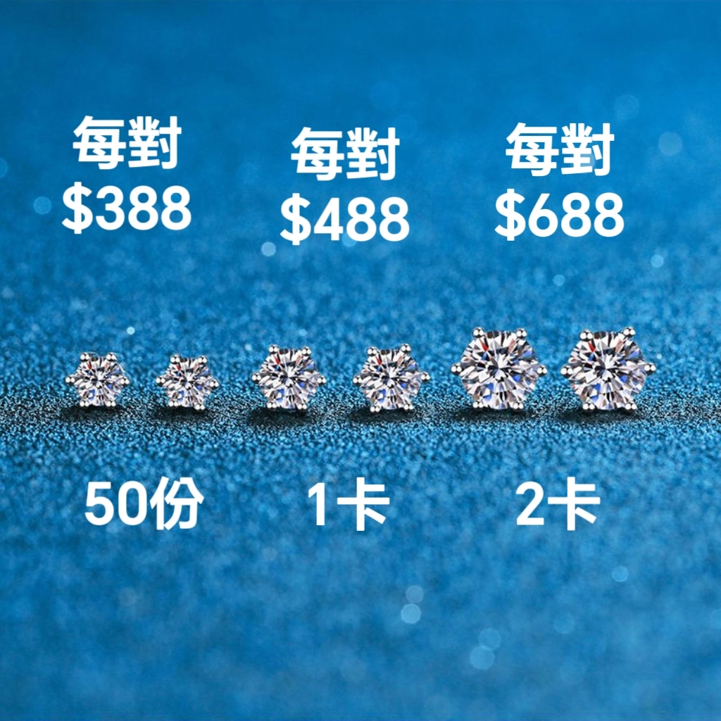 6爪莫桑鑽耳環   E1C004