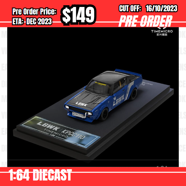 PO-$149 * Time Micro * 1:64 Skyline GT-R KPGC110 LB Blue [OD10/10]