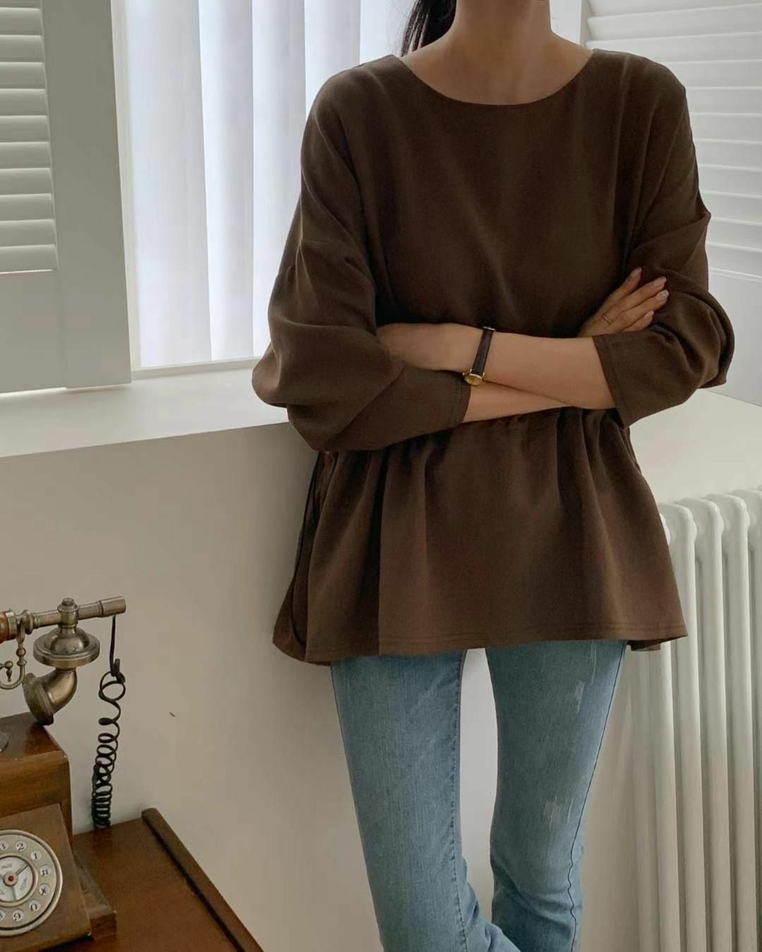 TOP#14173🤎溫柔隨意腰上衣