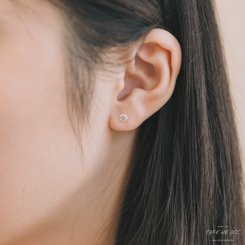 經典單鑽｜全純銀耳環