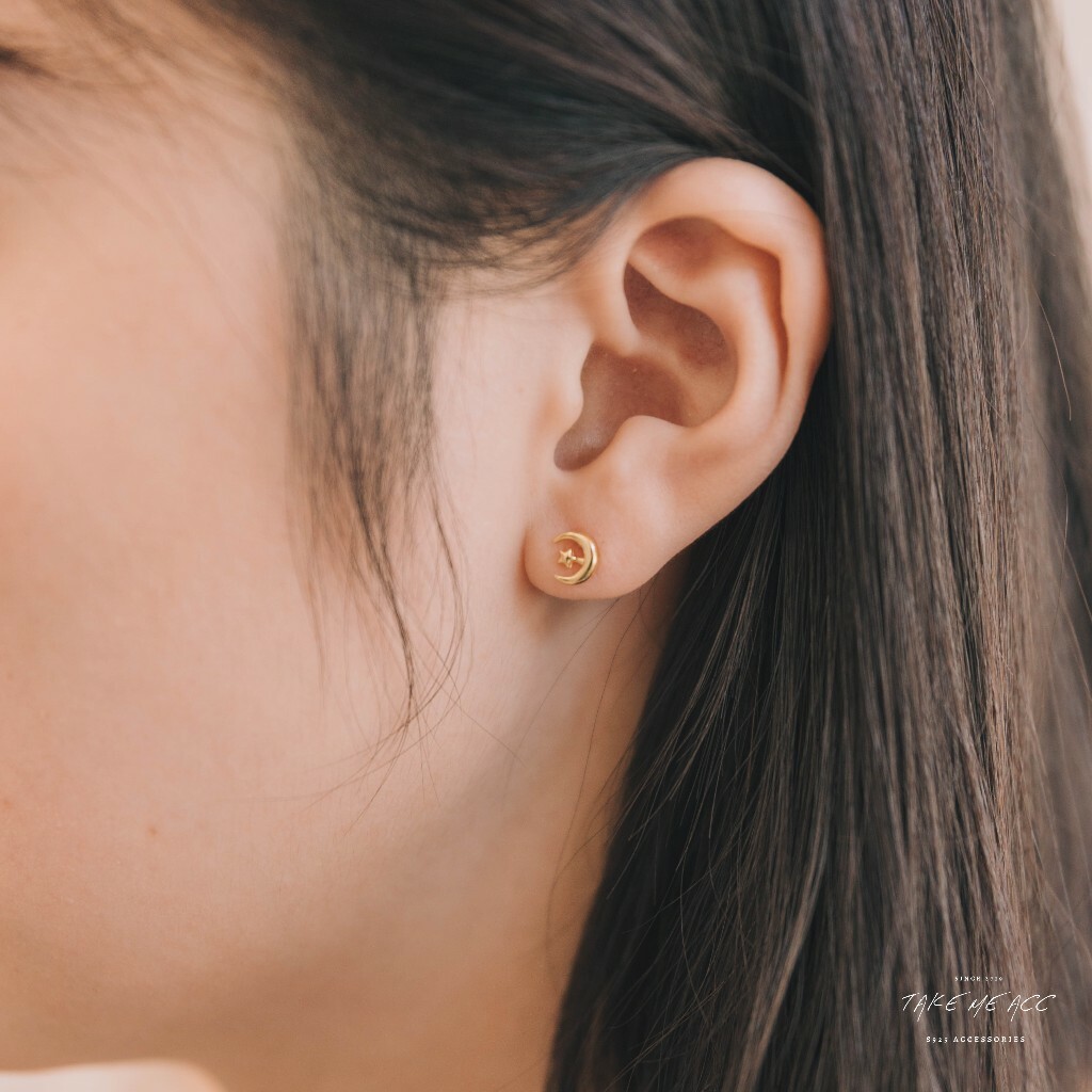 螺旋星月｜全純銀耳環