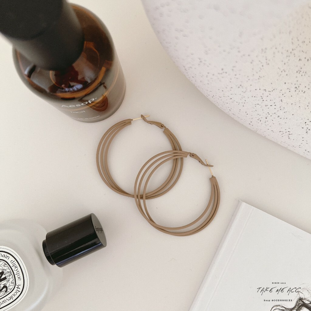 奶茶大圈圈｜純銀針耳環