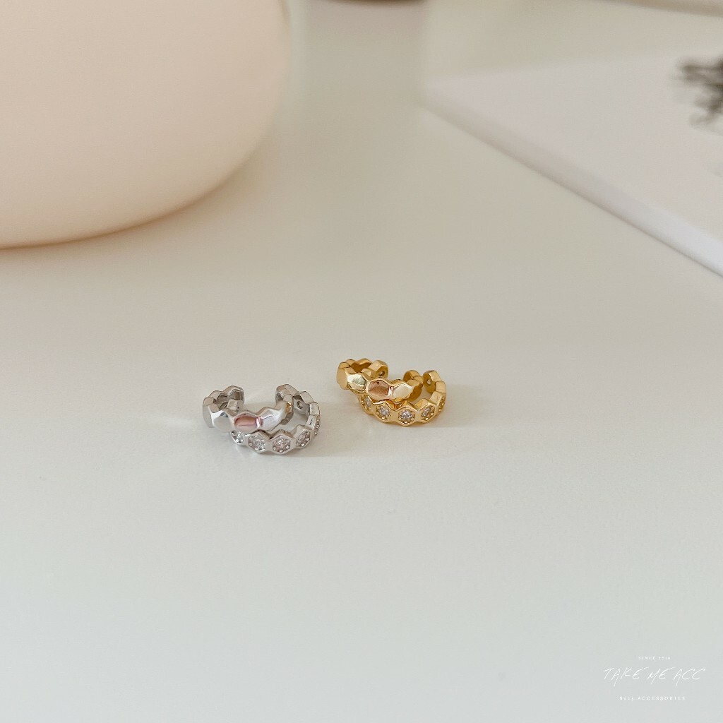 蜂巢｜全純銀耳骨夾