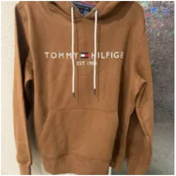 [S] TOMMY HILFIGER EMBROIDERED LETTERING BRUSHED HOODIE,BROWN, 78J6321-211 [FINAL SALE] (STH421)