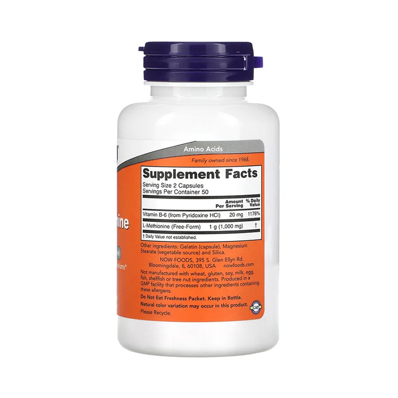 Now Foods, L-Methionine, 500 mg, 100 Capsules