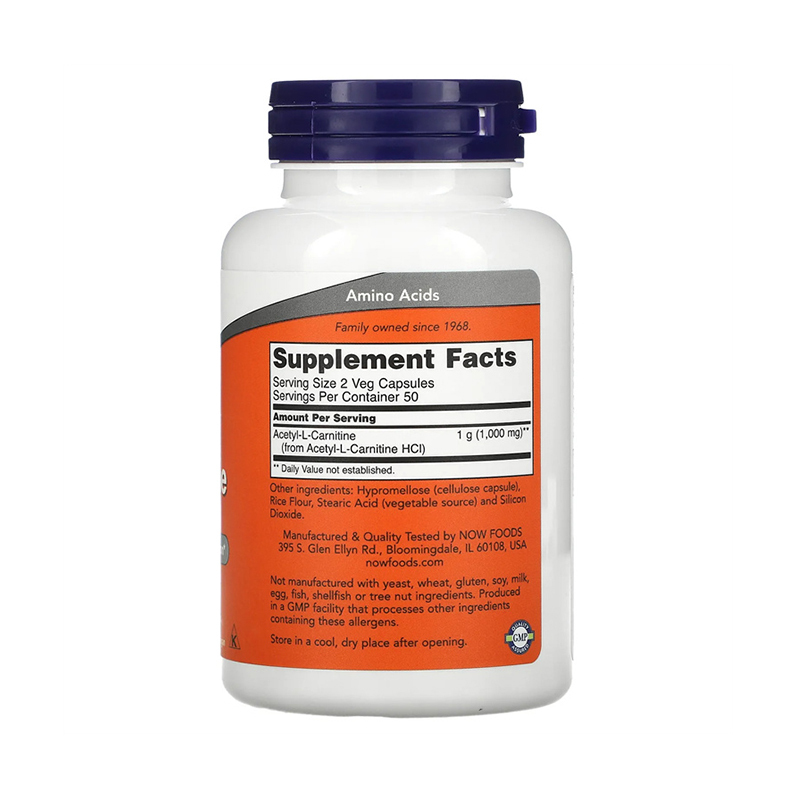 Now Foods, Acetyl-L Carnitine, 500 mg, 100 Veg Capsules