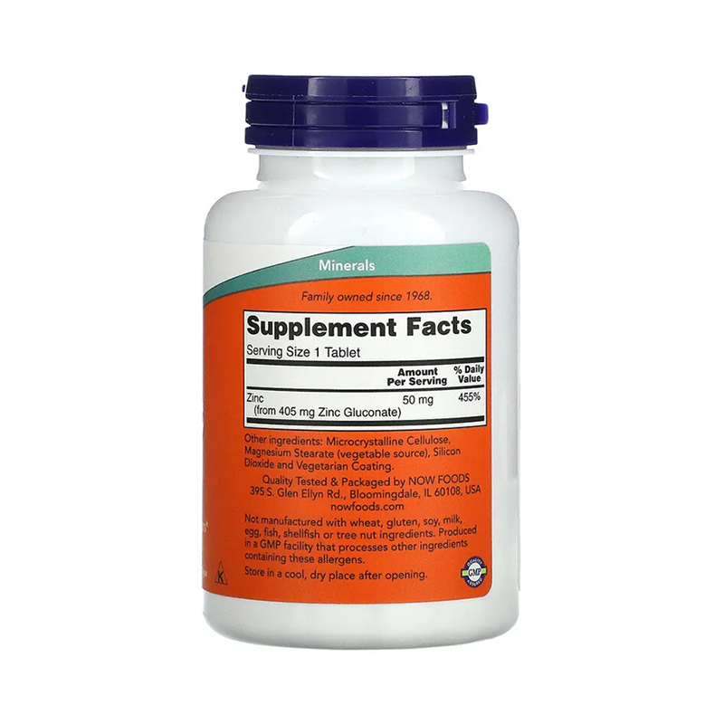 Now Foods, Zinc, 50 mg, 250 Tablets