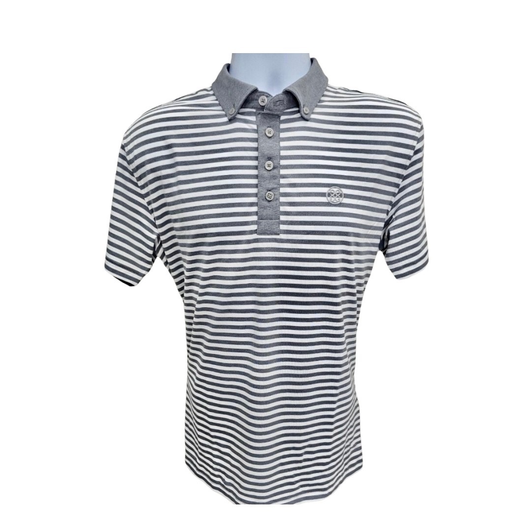 【現貨】男-G/FORE MEN Perforated Button Down Polo Shirt 高爾夫條紋短袖Polo衫(2179GF)