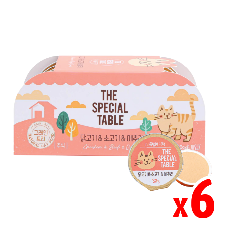 【組合優惠】韓國Cat Pure |貓咪迷你主食罐 雞胸肉 & 鵪鶉 & 牛肉 30g×6 (CP-1314)